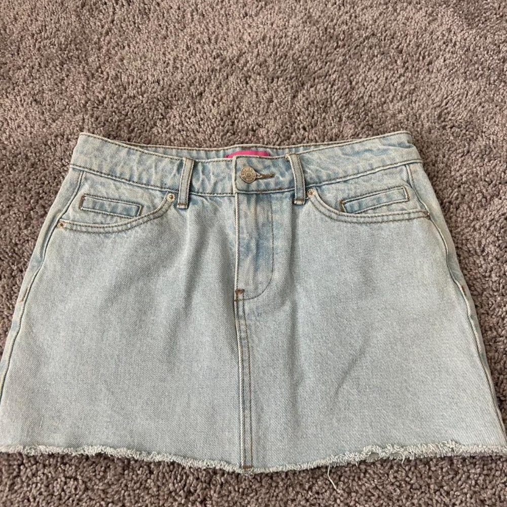 Edikted Light Blue Denim Mini Skirt